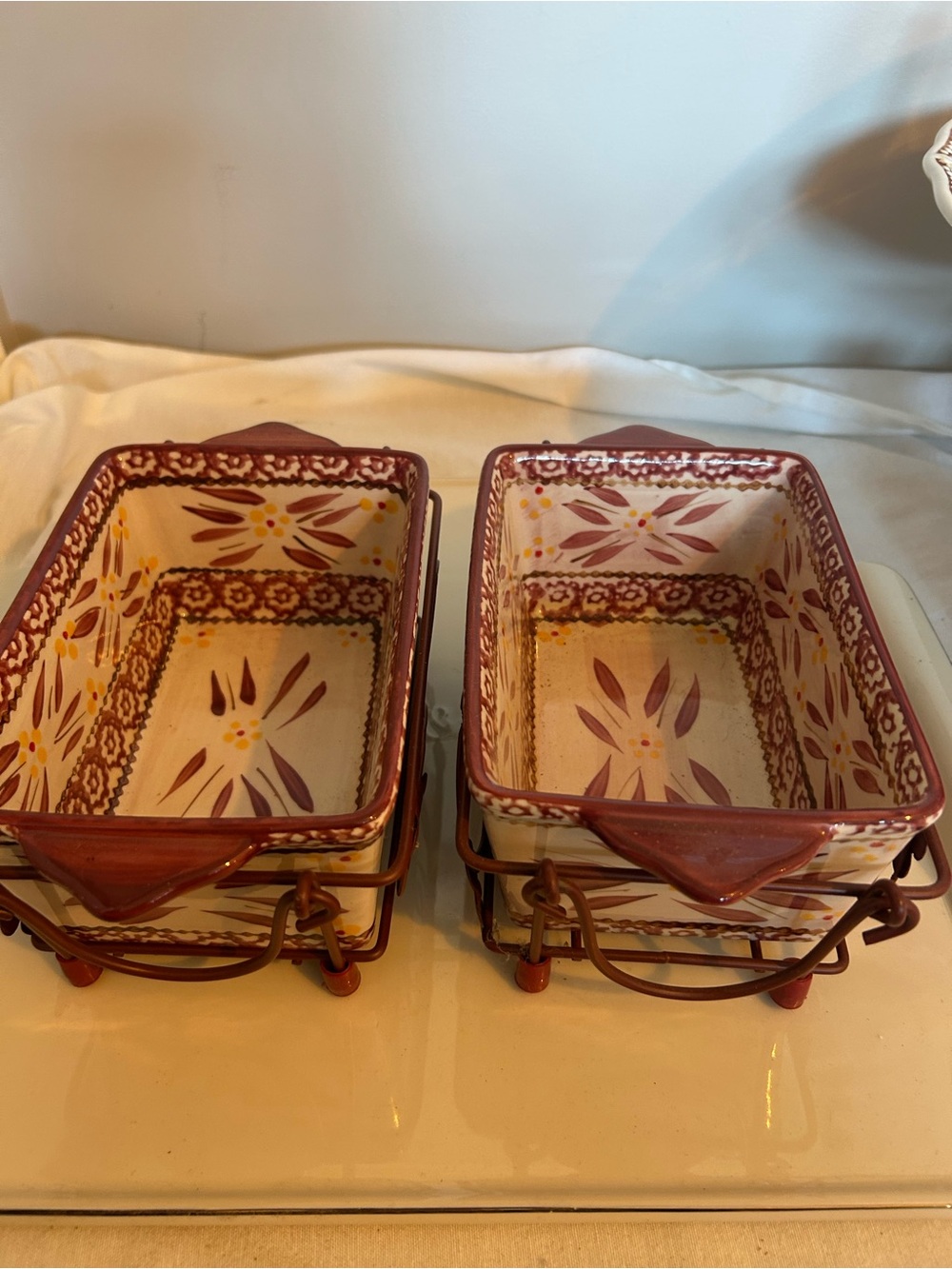 Temptations old world cranberry rectangle bakers Ceramic - Floral Motif